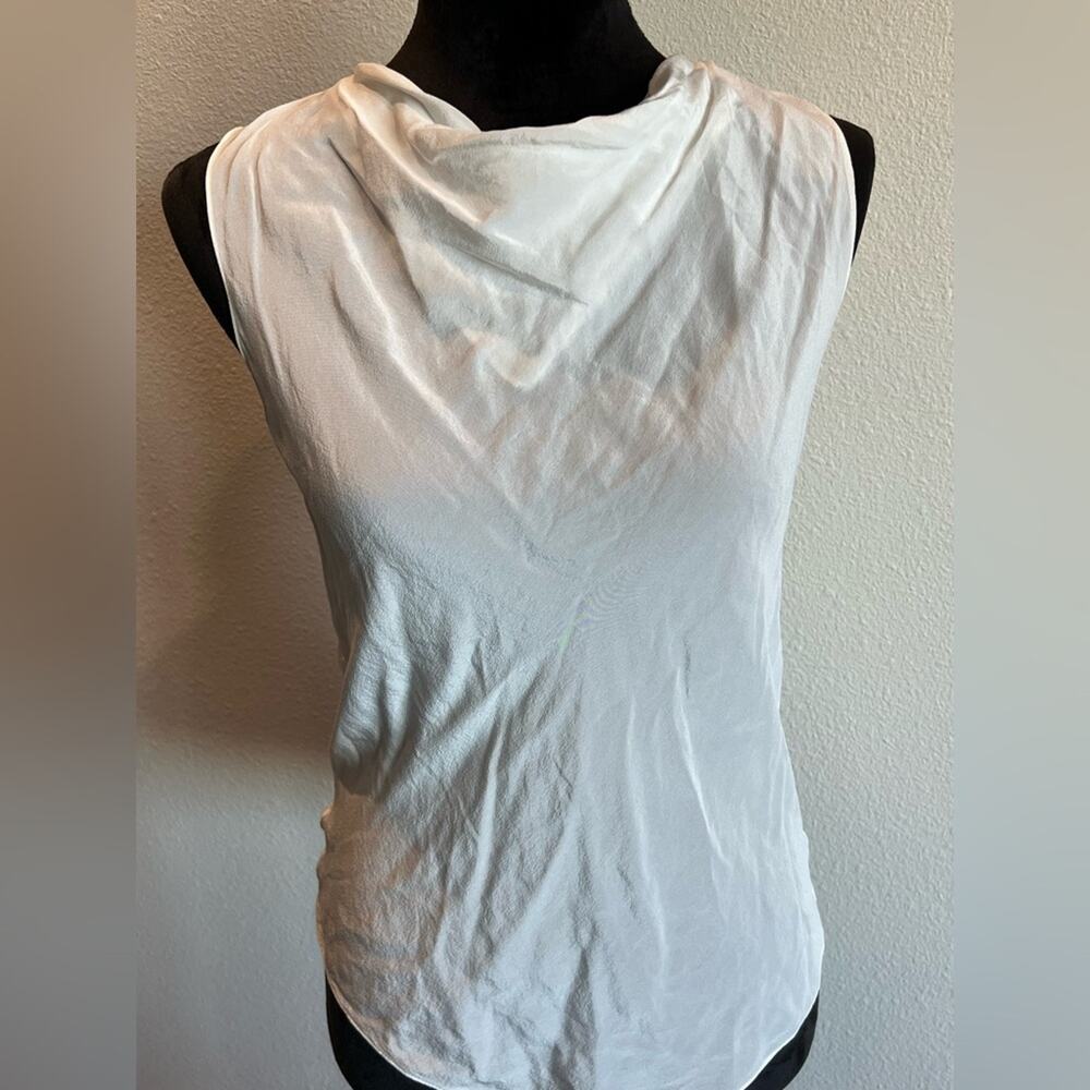 St. John XS 100% Silk White Sleeveless Cowl Neck Top